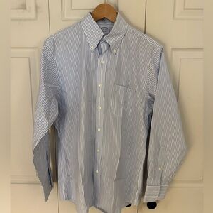 Brooks Bros Blue Stripe Regent Fit Shirt 15.5x33